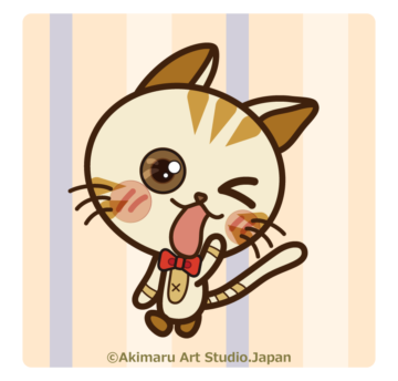 Akimaru Art Studio.Japanのキャラクターデザイン（仲良し子猫みけちゃん＆きゅーちゃん）妹の きゅーちゃん